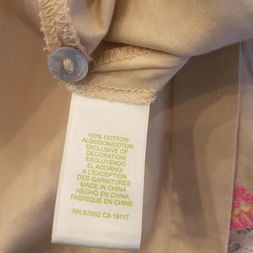 Sigrid Olsen Button Front Embroidered Top - image 3